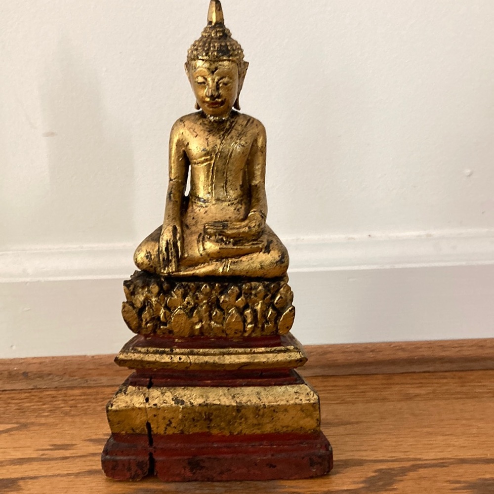 Antique Wooden Burmese Buddha Statue